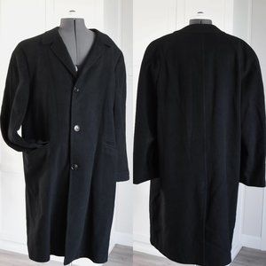 Cashmere Coat Black 1950's Vintage 100% Cashmere  LG